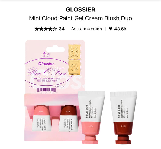 glossier- Mini Cloud Paint Gel Cream Blush Duo